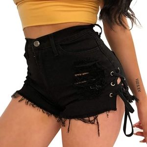 Distressed black shorts